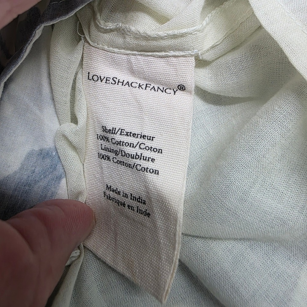 LoveShackFancy Blue Floral Toile Cotton Tiered‎ Ruffle Mini Dress Womens Size 0 - Picture 7 of 7